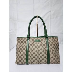 Authentic Gucci Medium GG Supreme Joy Tote Bag Green/Beige